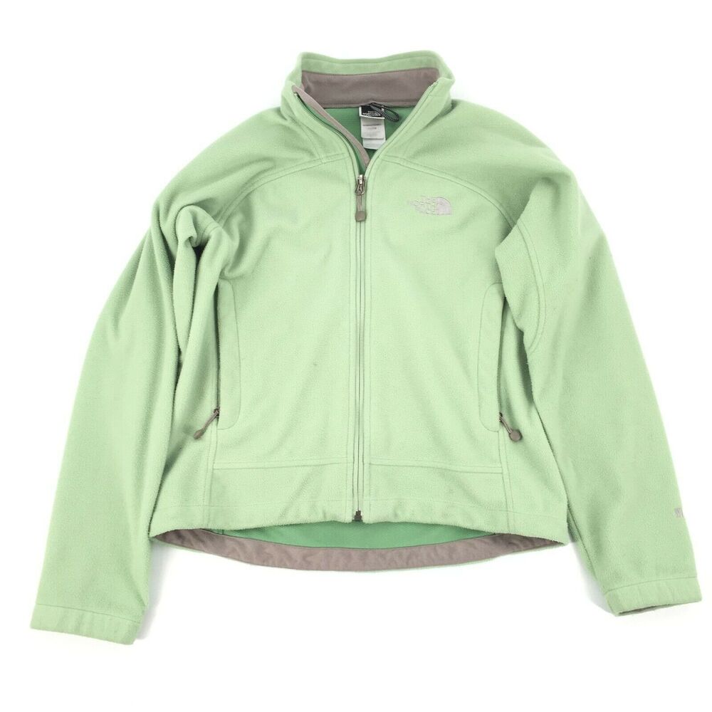 The North Face Fleece Windwall Jacket XS Mint Green Full Zip Windproof Coat
